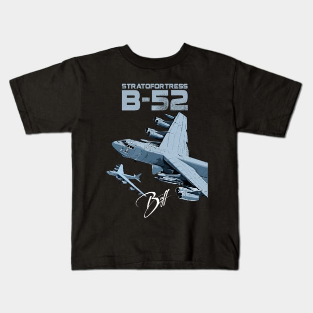 B52 Stratofortress U.S. long-range heavy bomber,  Aircraft Kids T-Shirt by aeroloversclothing